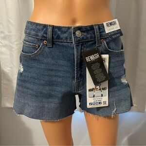 Great Rewash size 3 26 blue denim distressed A-line cut off shorts new